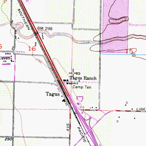 Topographic Map of Tagus Ranch, CA