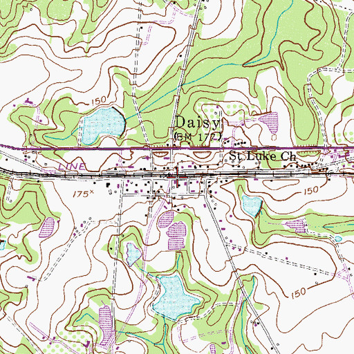 Topographic Map of Daisy Post Office, GA