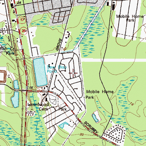 Topographic Map of Camden Point Mobile Home Park, GA