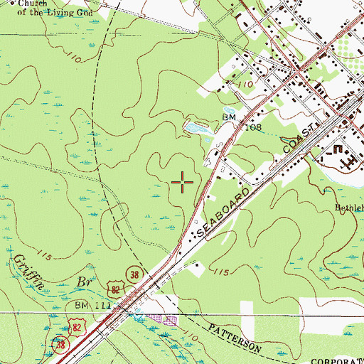 Topographic Map of Patterson Assembly of God Church, GA