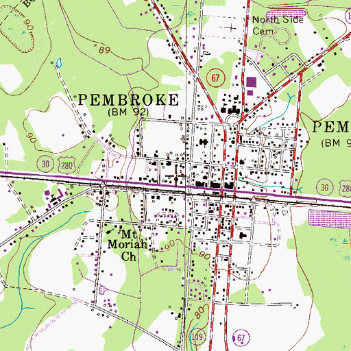 Topographic Map of Pembroke Christian Church, GA