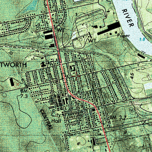 Topographic Map of Port Wentworth Methodist Church, GA