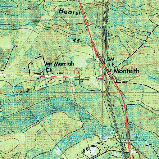 Topographic Map of White Oak Baptist Church, GA