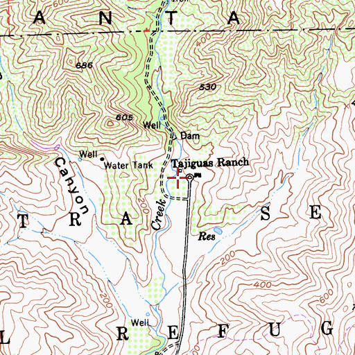 Topographic Map of Tajiguas Ranch, CA