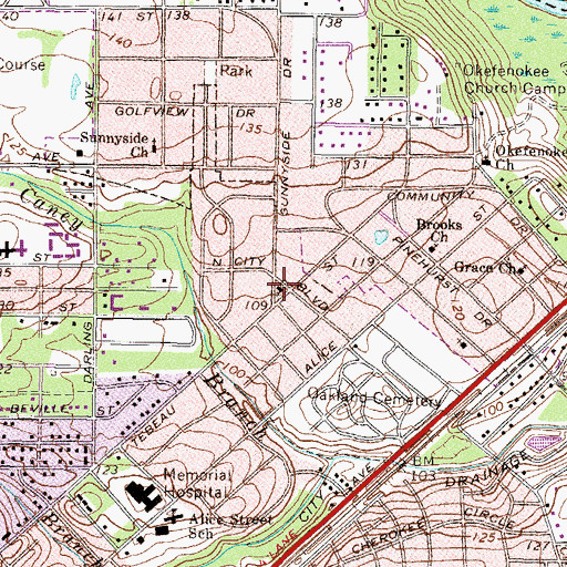 Topographic Map of First Evangelical Methodist Church, GA