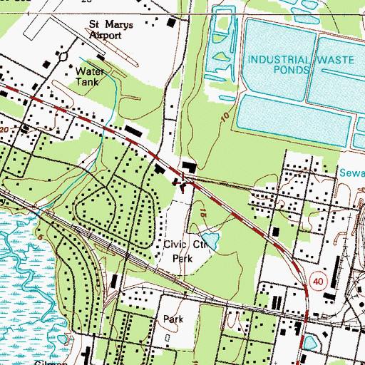 Topographic Map of Saint Marys Public Library, GA