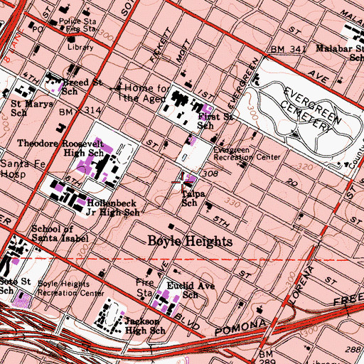 Topographic Map of Talpa School, CA