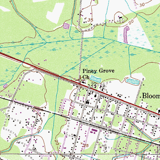 Topographic Map of Bloomingdale City Hall, GA
