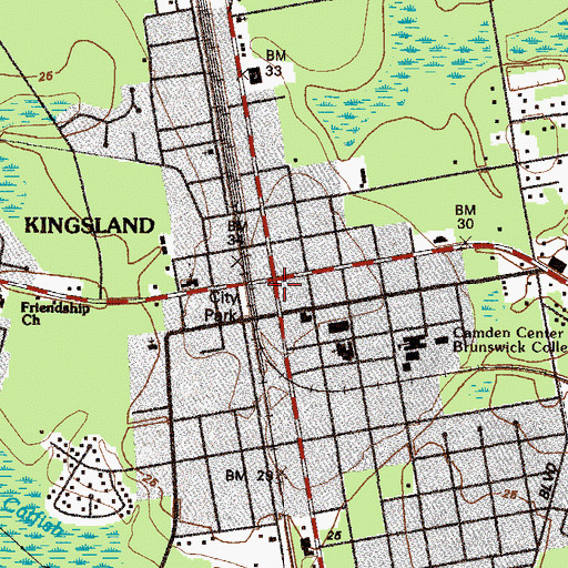 Topographic Map of Kingsland City Hall, GA