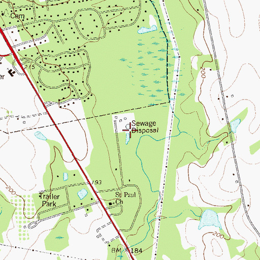 Topographic Map of Statesboro Water Pollution Control Plant, GA