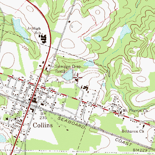 Topographic Map of Collins Water Pollution Control Plant, GA