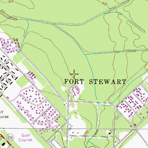 Topographic Map of Hinesville - Fort Stewart Water Pollution Control Plant, GA