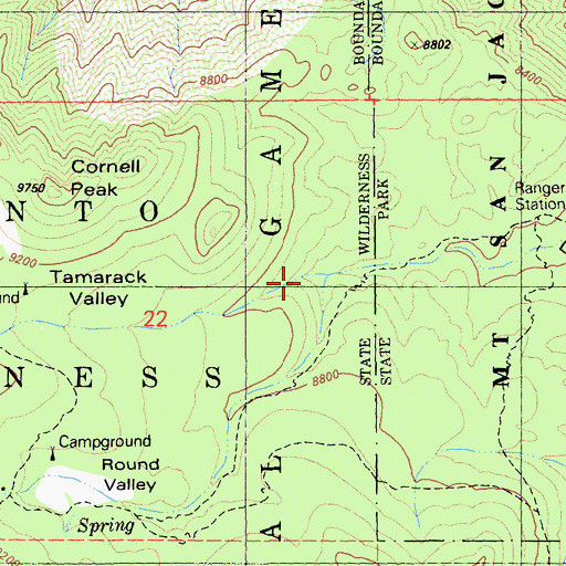 Topographic Map of Tamarack Valley, CA