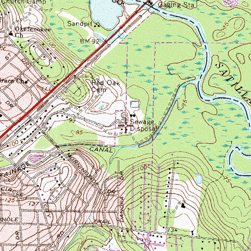 Topographic Map of Waycross Water Pollution Control Plant, GA
