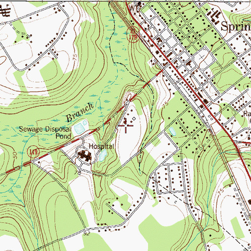Topographic Map of Effingham County Prison, GA
