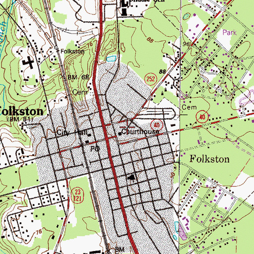 Topographic Map of Charlton County Jail, GA