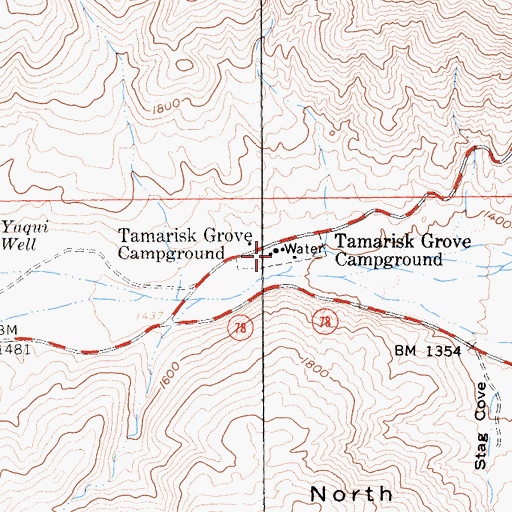 Topographic Map of Tamarisk Grove Campground, CA