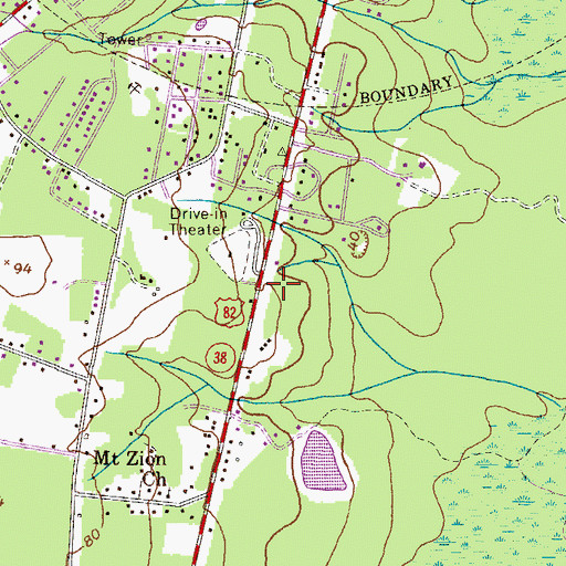 Topographic Map of Hinesville Post Office, GA