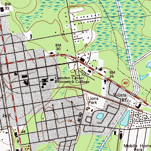 Topographic Map of Kingsland Post Office, GA