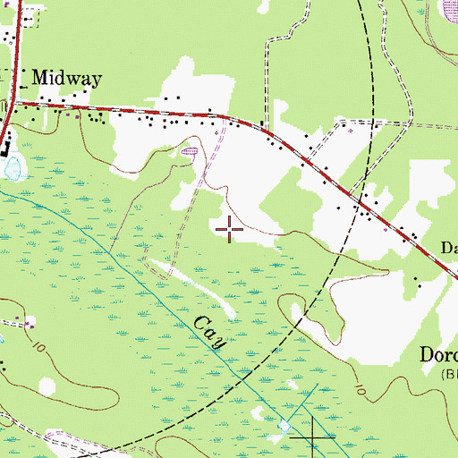 Topographic Map of Midway Post Office, GA