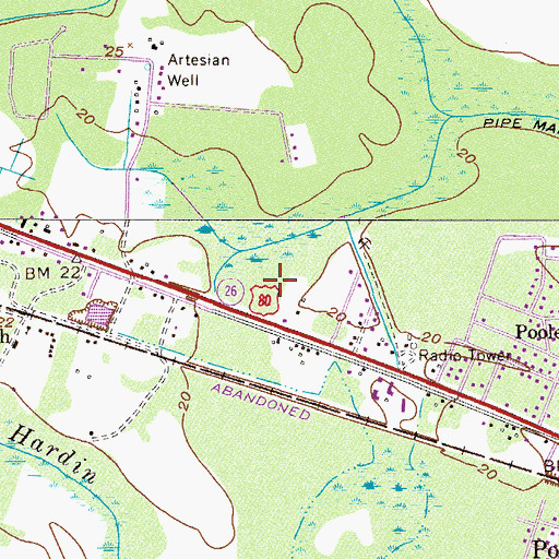 Topographic Map of Pooler Post Office, GA