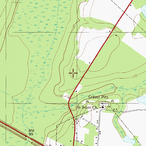 Topographic Map of Blue Hole Mobile Home Park, GA