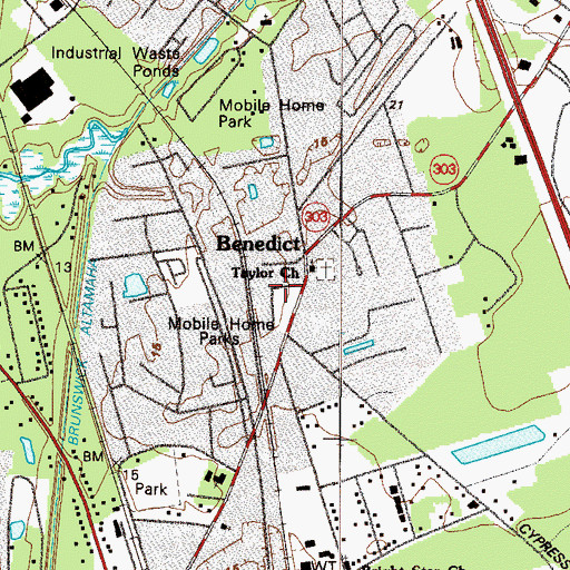 Topographic Map of Driftwood Mobile Home Park, GA