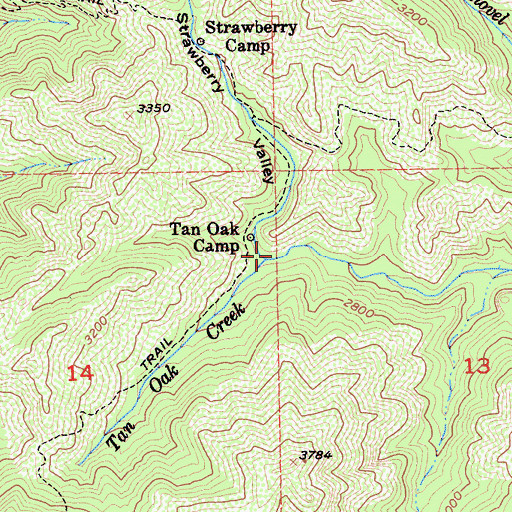 Topographic Map of Tan Oak Creek, CA