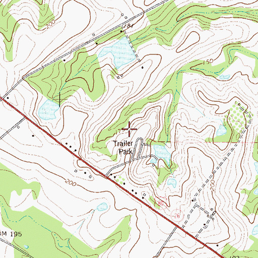 Topographic Map of English Oaks Community Mobile Home Park, GA