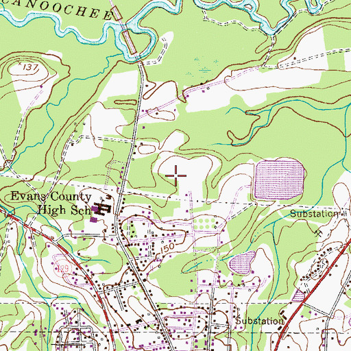 Topographic Map of Lovetts Mobile Home Park, GA