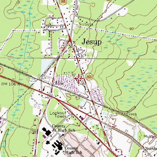 Topographic Map of Ponderosa Village Mobile Home Park, GA