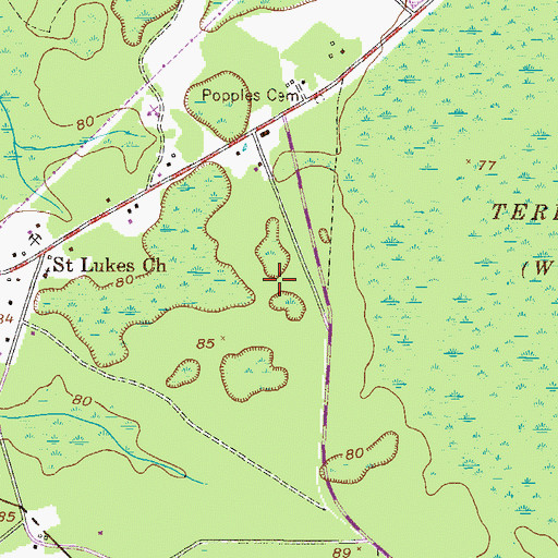 Topographic Map of Roberts Mobile Home Park, GA