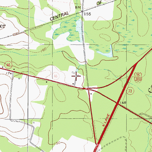 Topographic Map of Rushing Mobile Home Park, GA
