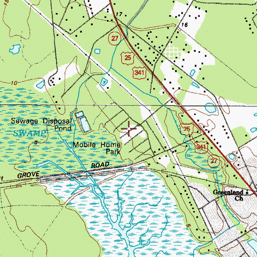 Topographic Map of Shady Acres Mobile Home Park, GA