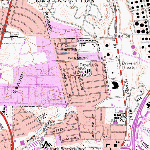 Topographic Map of Taper Elementary School, CA