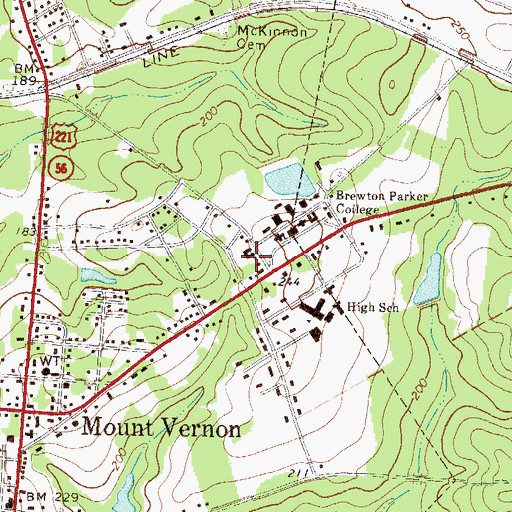 Topographic Map of Brewton - Parker College Mount Vernon Campus John W Mcarther Clinic, GA