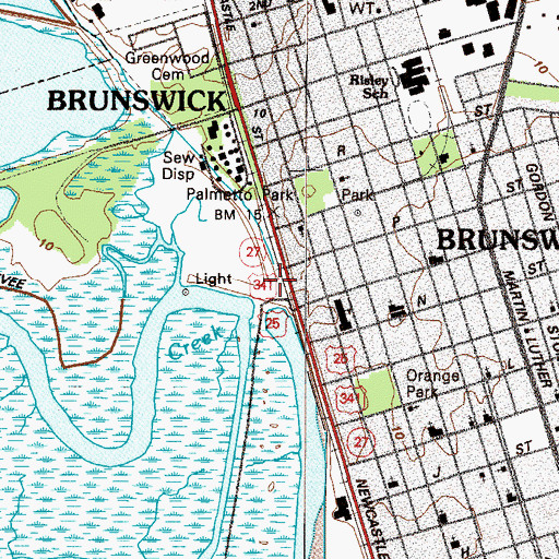 Topographic Map of Brunswick Landing Marina, GA