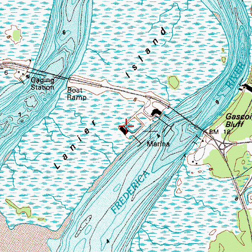 Topographic Map of Golden Isles Marina, GA