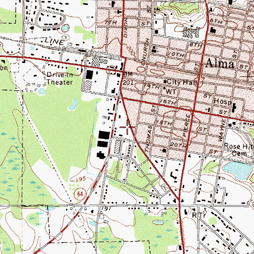 Topographic Map of Abundant Life Family Worship Center, GA