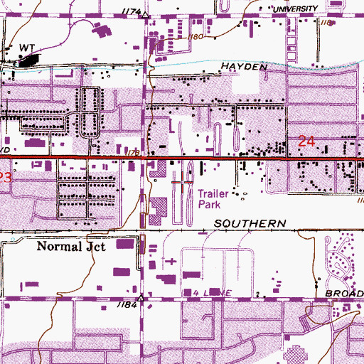 Topographic Map of Pony Acres Mobile Home Park, AZ