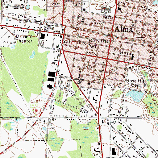 Topographic Map of First Church of the Nazarene, GA