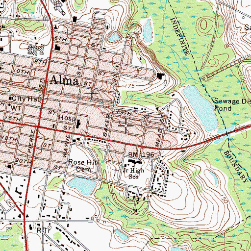 Topographic Map of Zion Chapel Baptist Church, GA