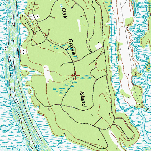 Topographic Map of Oak Grove Island Golf and Country Club, GA