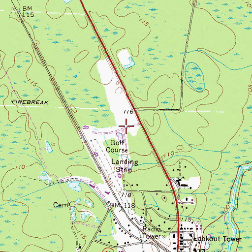 Topographic Map of Fargo Recreation Golf Course, GA