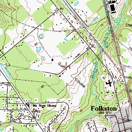 Topographic Map of Folkston Golf Club, GA