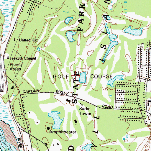 Topographic Map of Jekyll Island Golf Club, GA