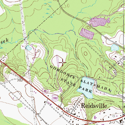 Topographic Map of Brazell's Creek Golf Course, GA