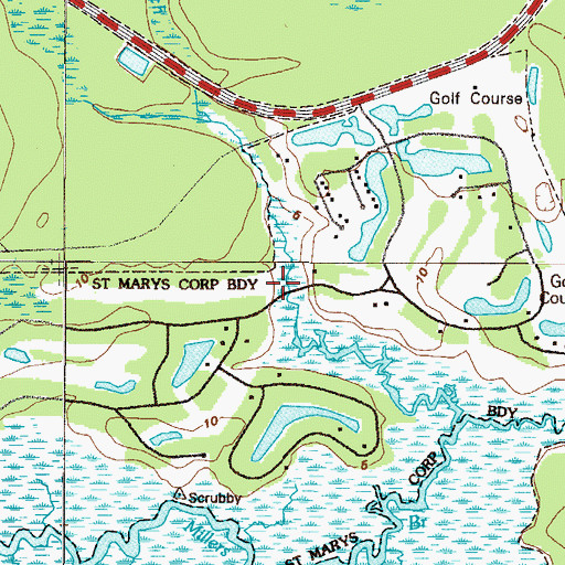Topographic Map of Osprey Cove Golf and Country Club, GA
