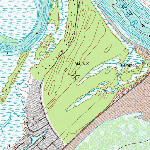 Topographic Map of Ocean Forest Golf Club, GA