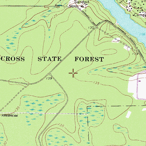 Topographic Map of The Lakes Golf Couse at Laura S Walker, GA